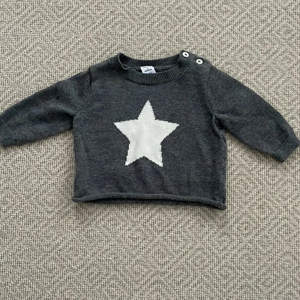 Nordstrom 2-Piece Star Knit Sweater Pants Set Size 3 months Gray Cream